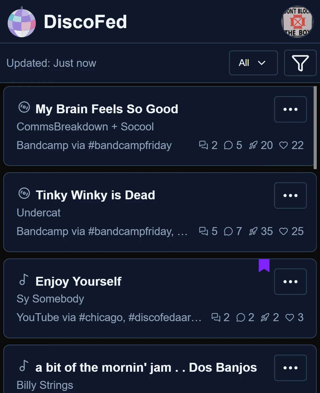 Disco Fed mobile music discovery feed