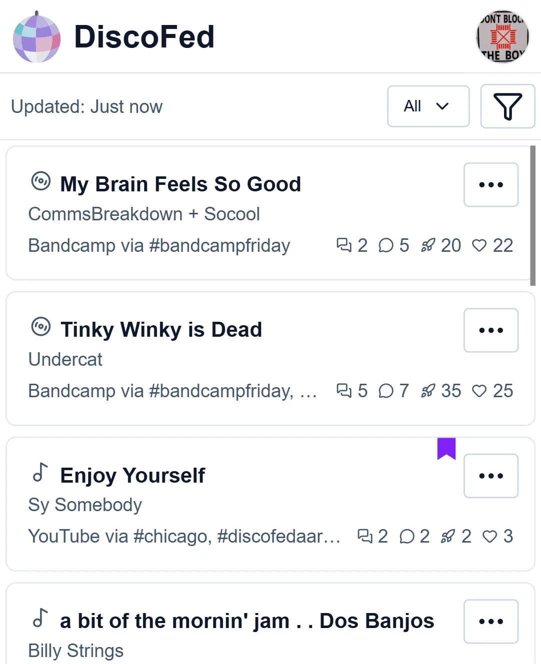 Disco Fed mobile music discovery feed